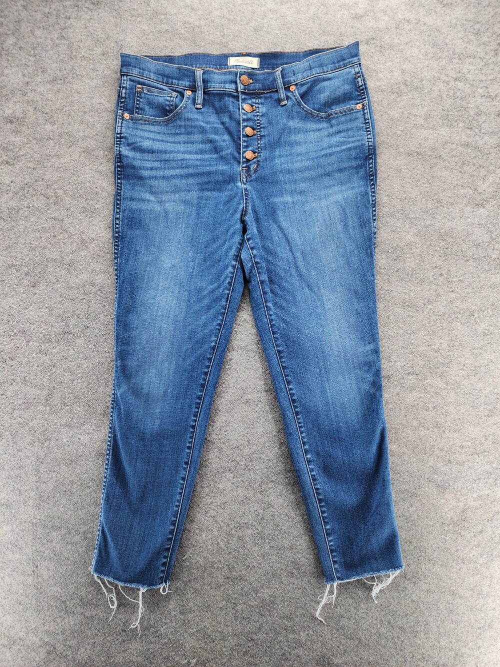 Madewell Jeans Womens 32 Skinny Crop Button Fly Blue Denim High Rise 35x26"